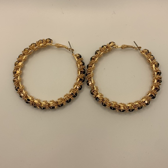 Emerald Green Rhinestone Hoops - Picture 4 of 4